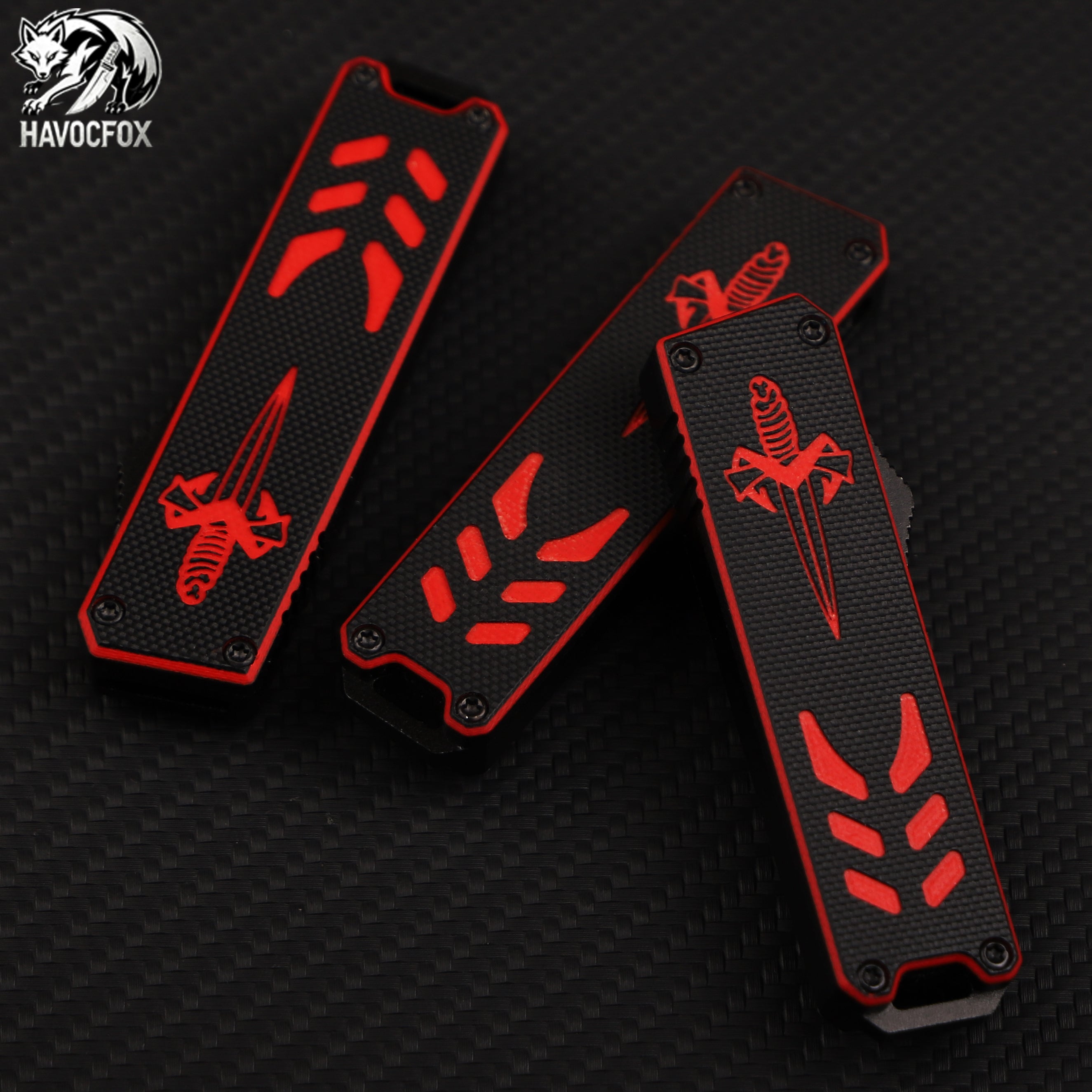 Black and Red OTF Tactical Pocket Knife
