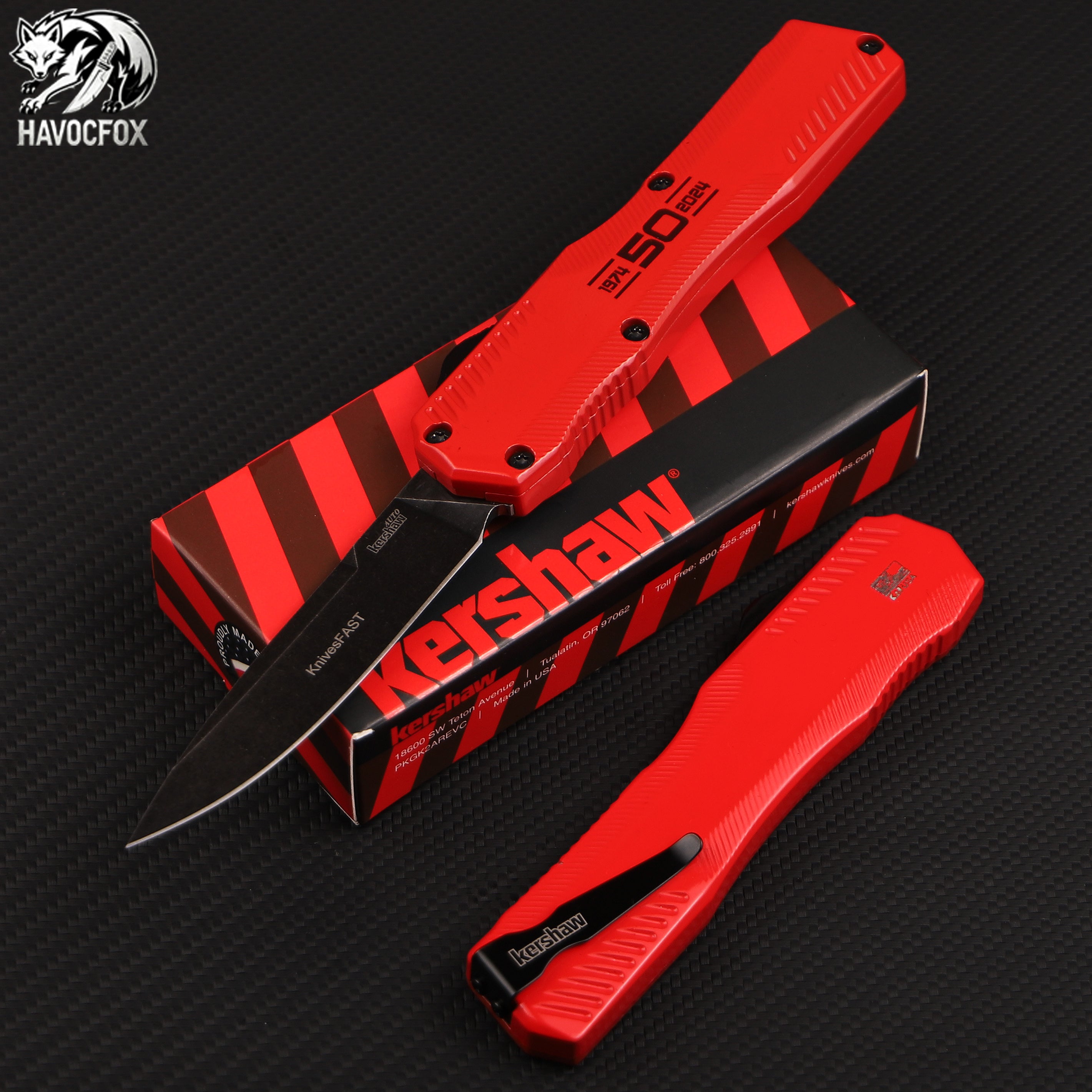 Red OTF Tactical Automatic Knife
