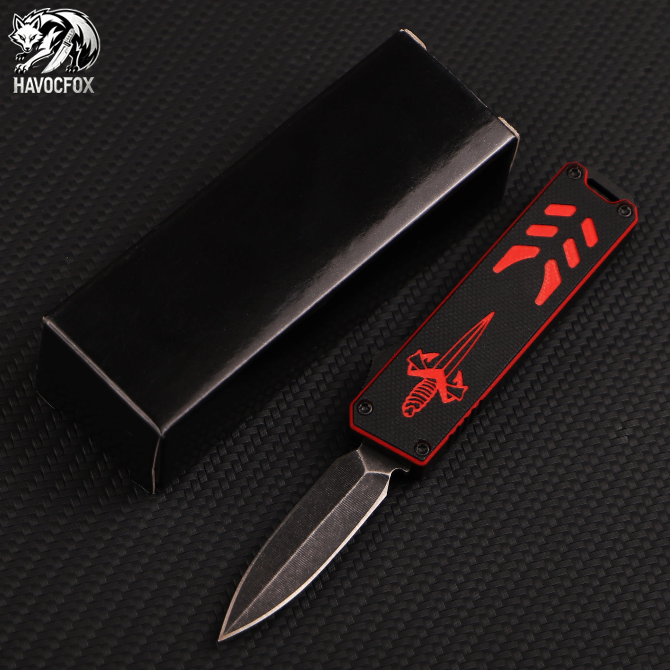 Black and Red OTF Tactical Pocket Knife