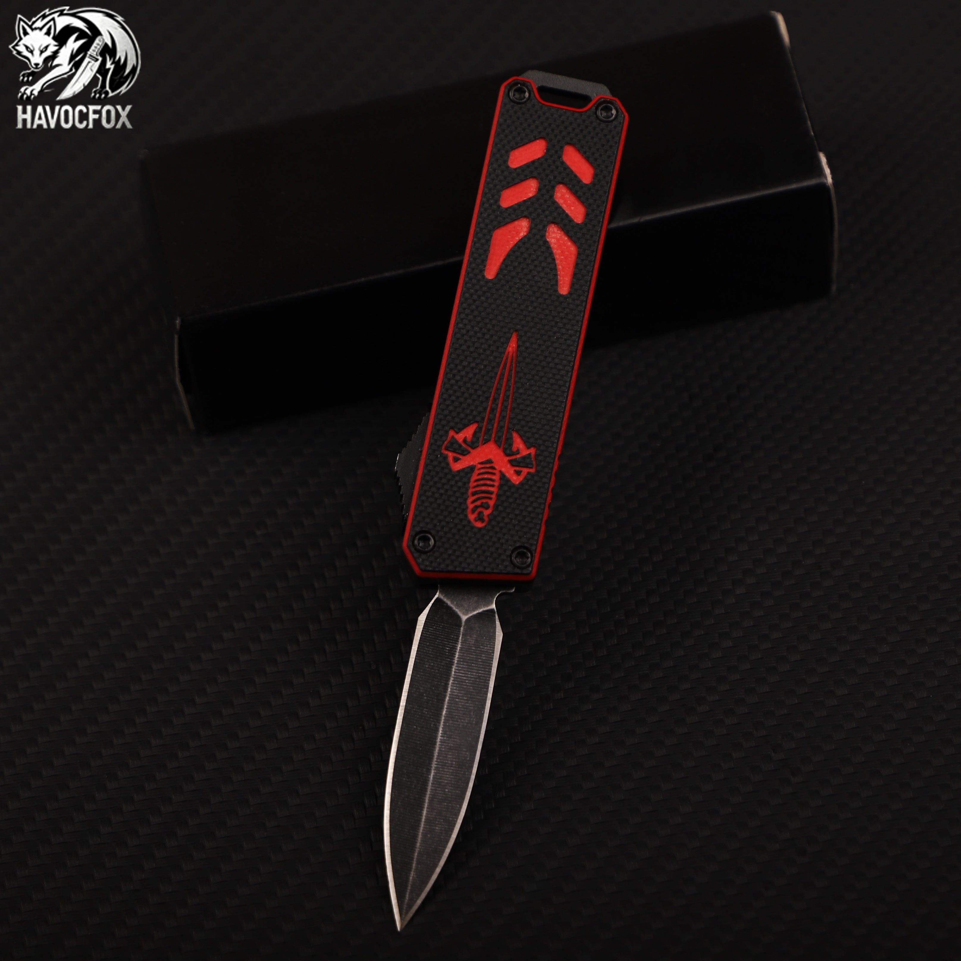 Black and Red OTF Tactical Pocket Knife